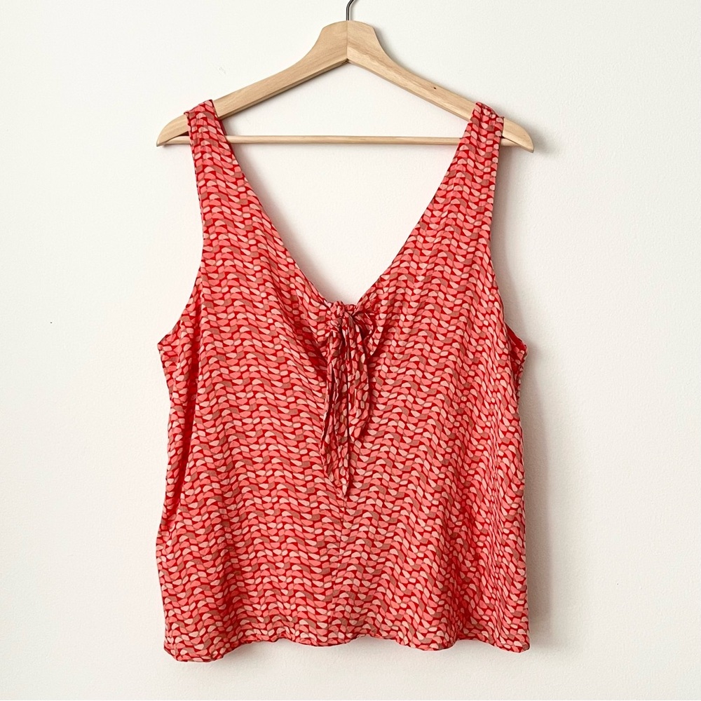 Maeve Anthropologie Women's Verena Tie Front Print Sleeveless Top Size M Red